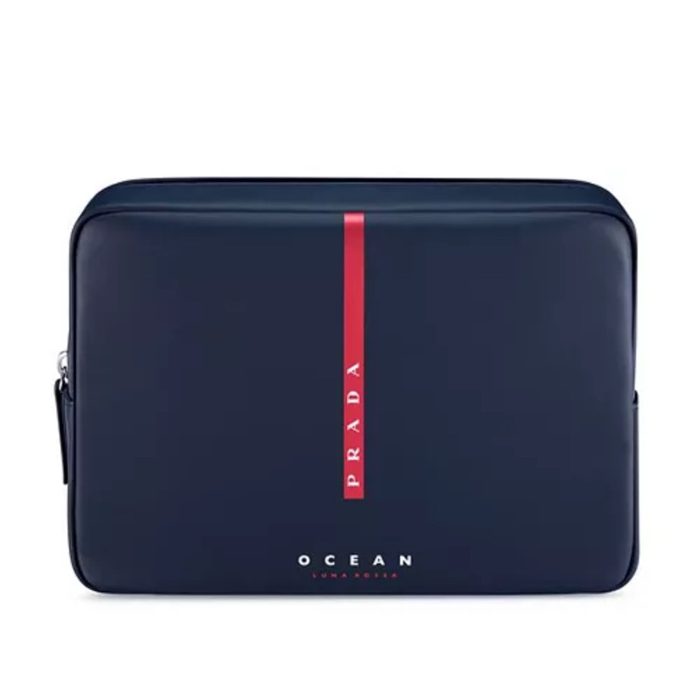 NWT: Prada Ocean Blue and Red Men's Toiletry Bag
